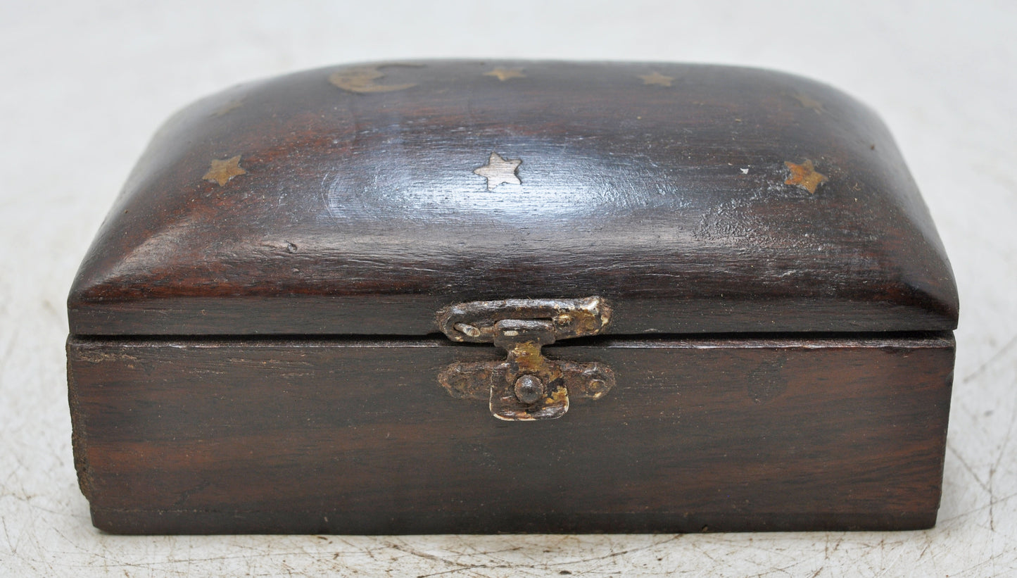 Vintage Wooden Ebony Wood Small Jewelery Box Original Old Hand Crafted
