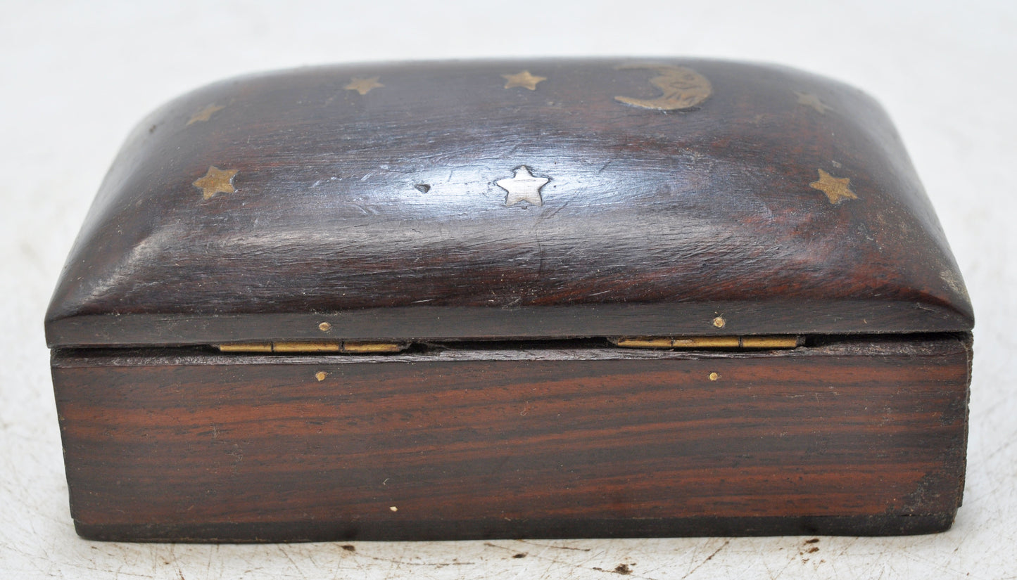 Vintage Wooden Ebony Wood Small Jewelery Box Original Old Hand Crafted
