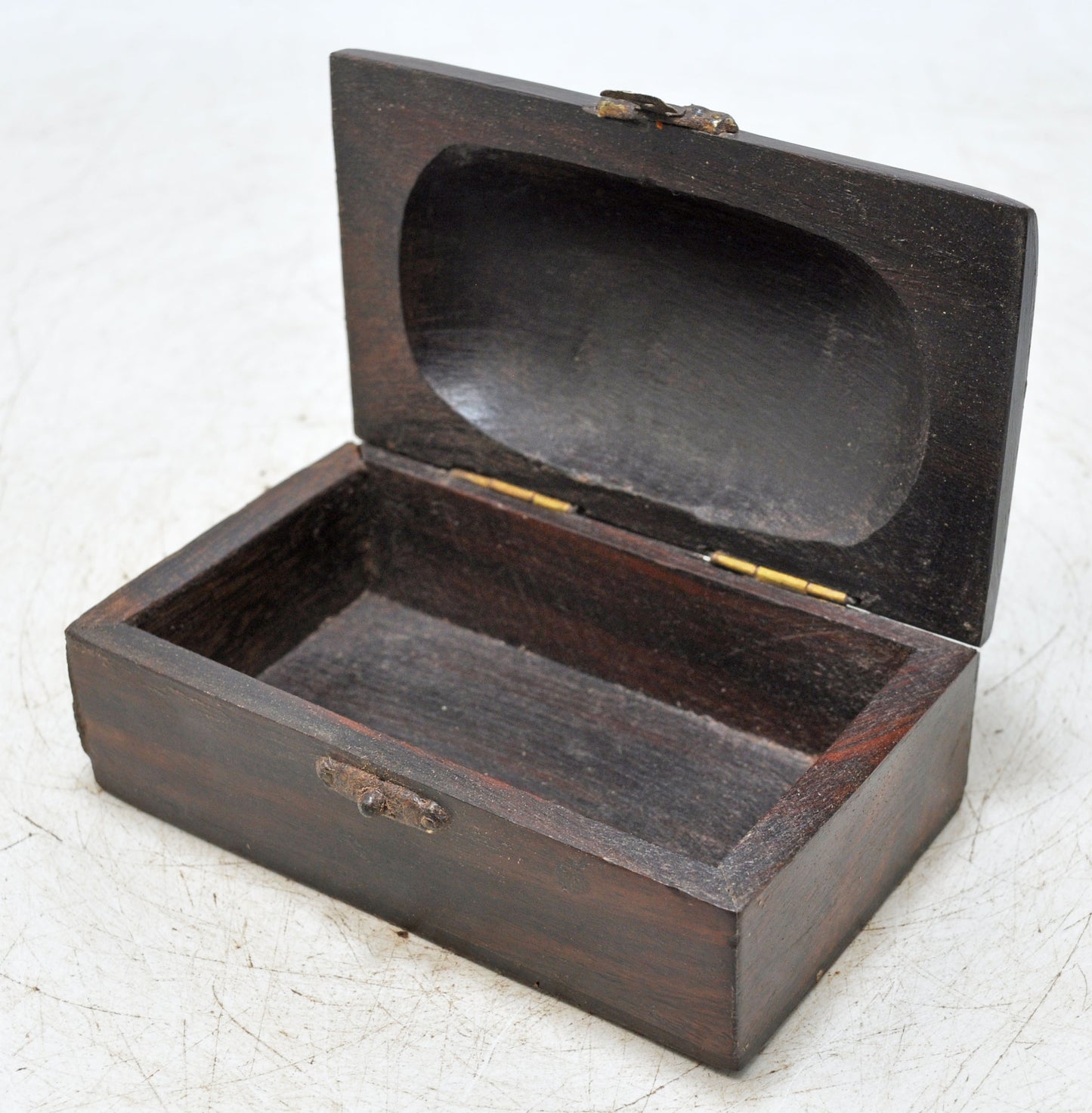 Vintage Wooden Ebony Wood Small Jewelery Box Original Old Hand Crafted