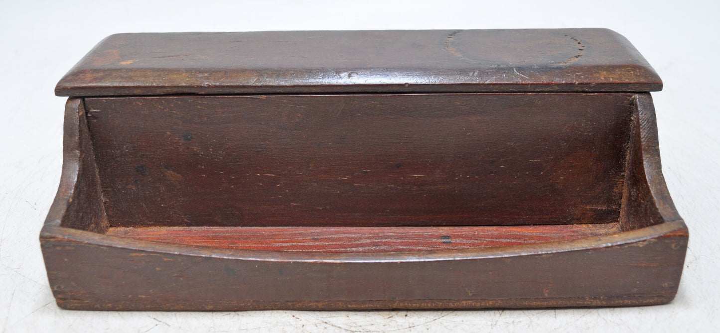 Antique Wooden Pencil Stationary Box Original Old Hand Crafted