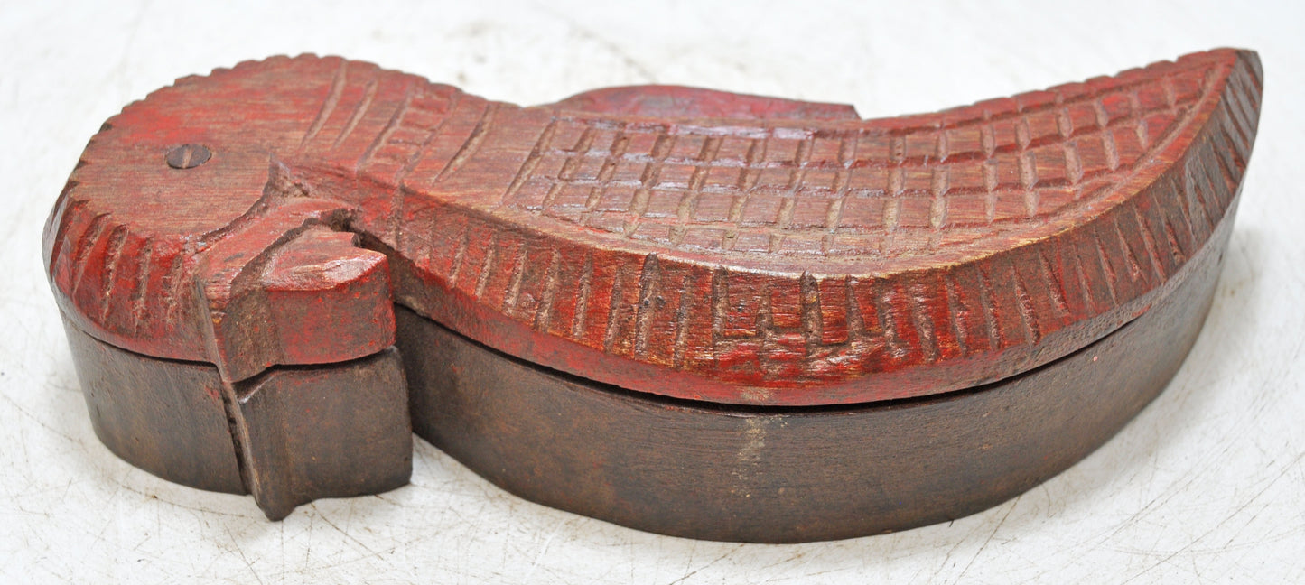 Vintage Wooden Kum Kum Powder Tika Box Original Old Hand Carved