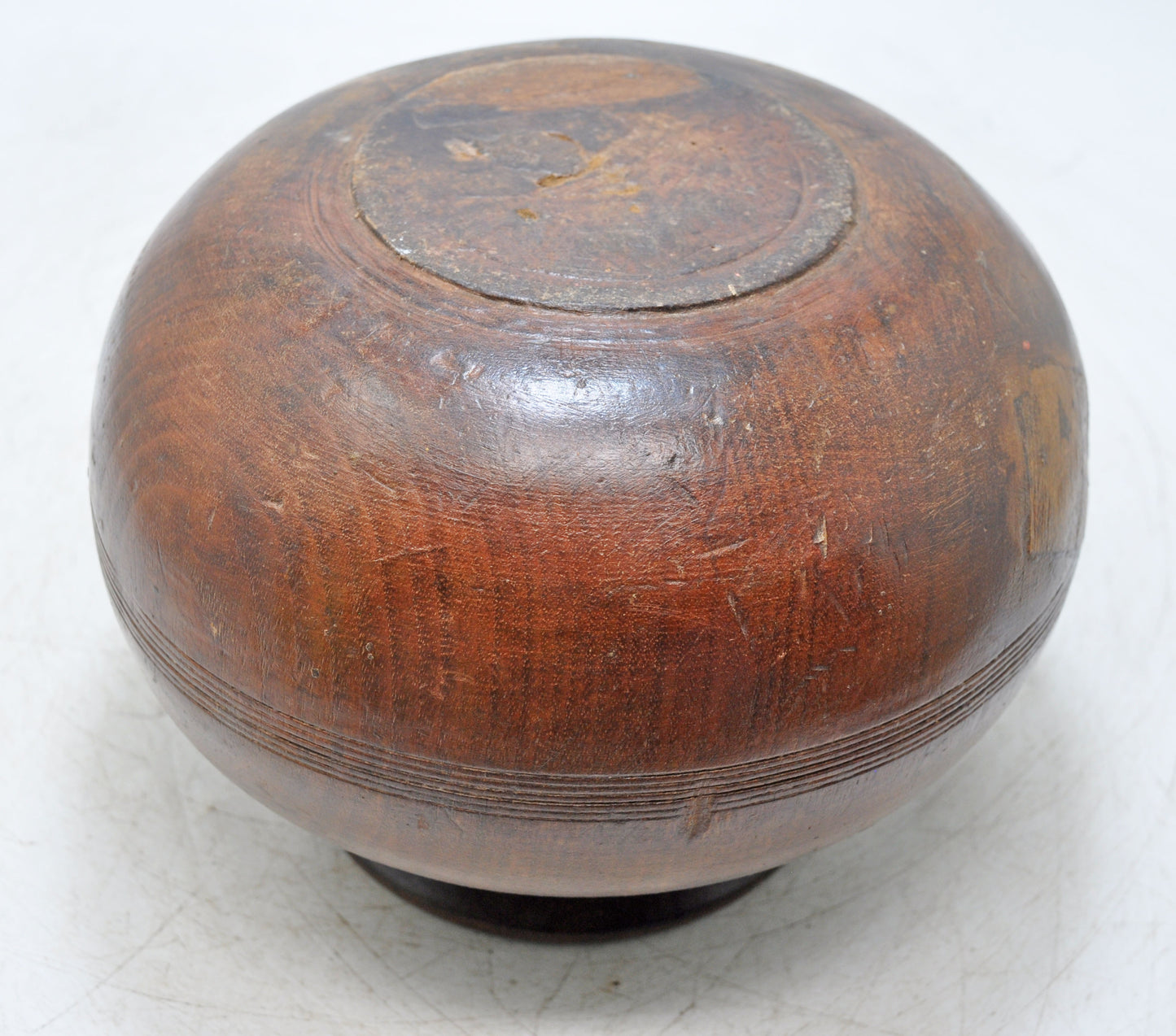 Antique Wooden Round Water Drinking Lota Pot Original Old Hand Carved