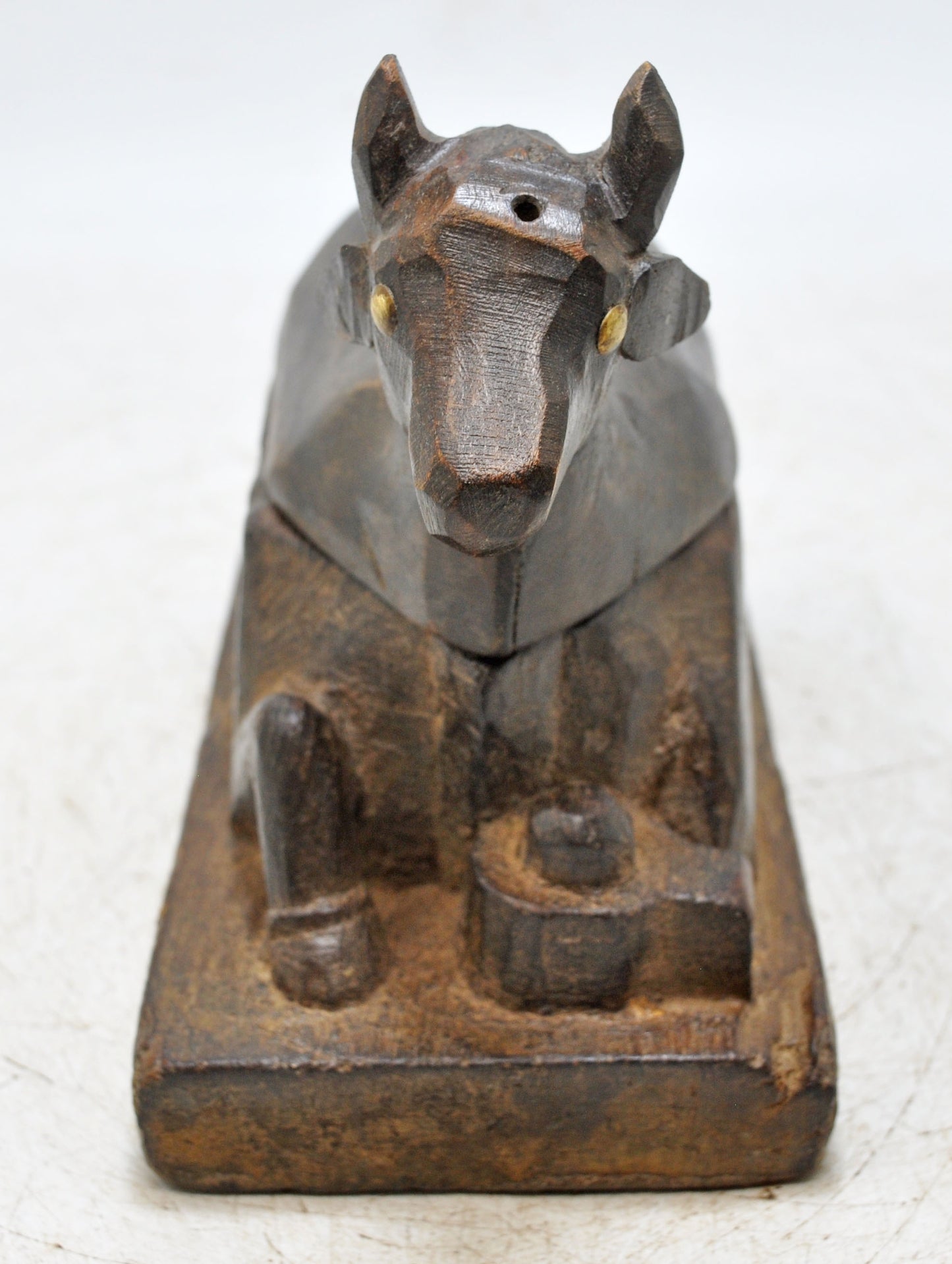 Antique Wooden Cow Shaped Spice Box Original Old Fine Hand Carved