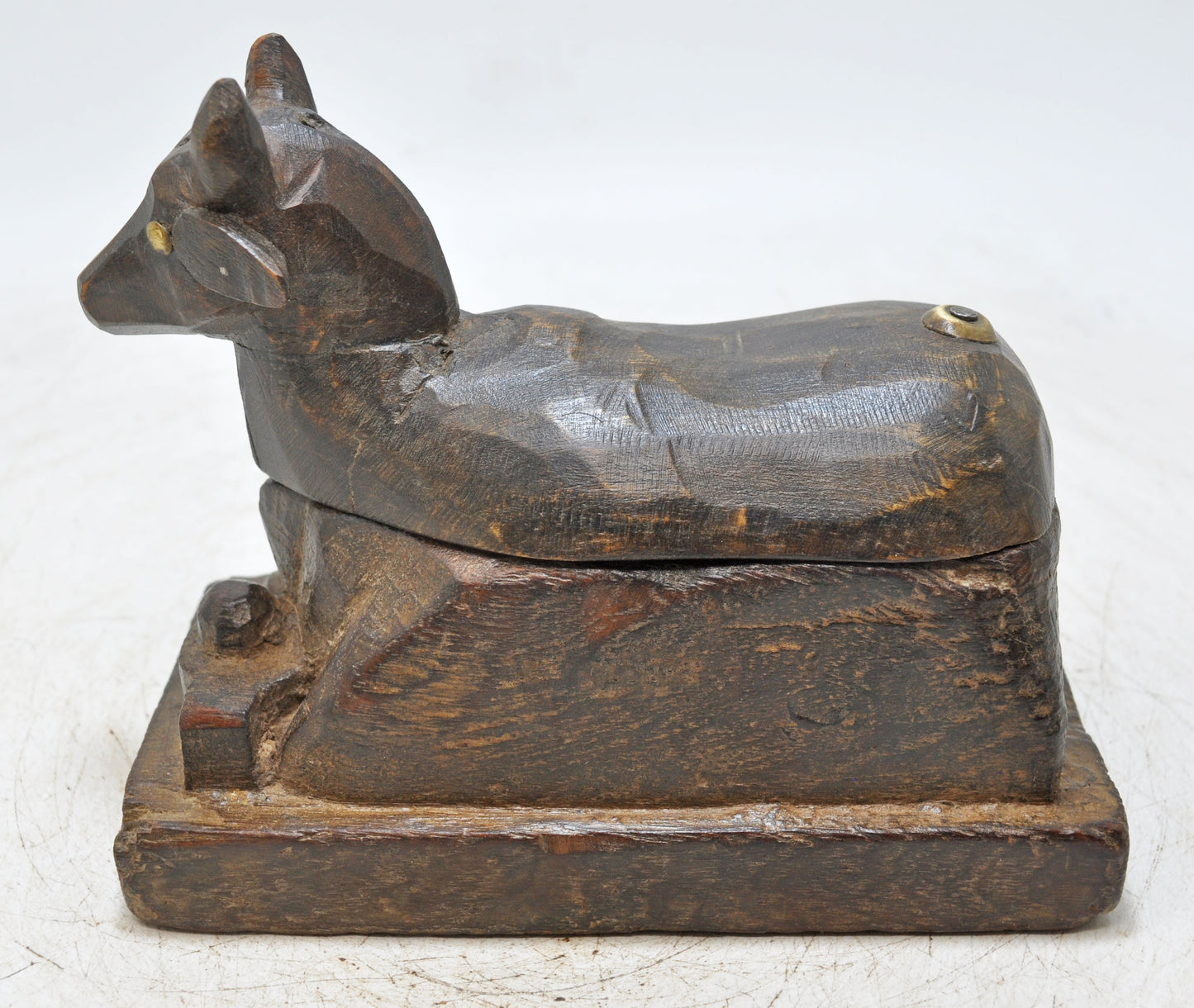 Antique Wooden Cow Shaped Spice Box Original Old Fine Hand Carved