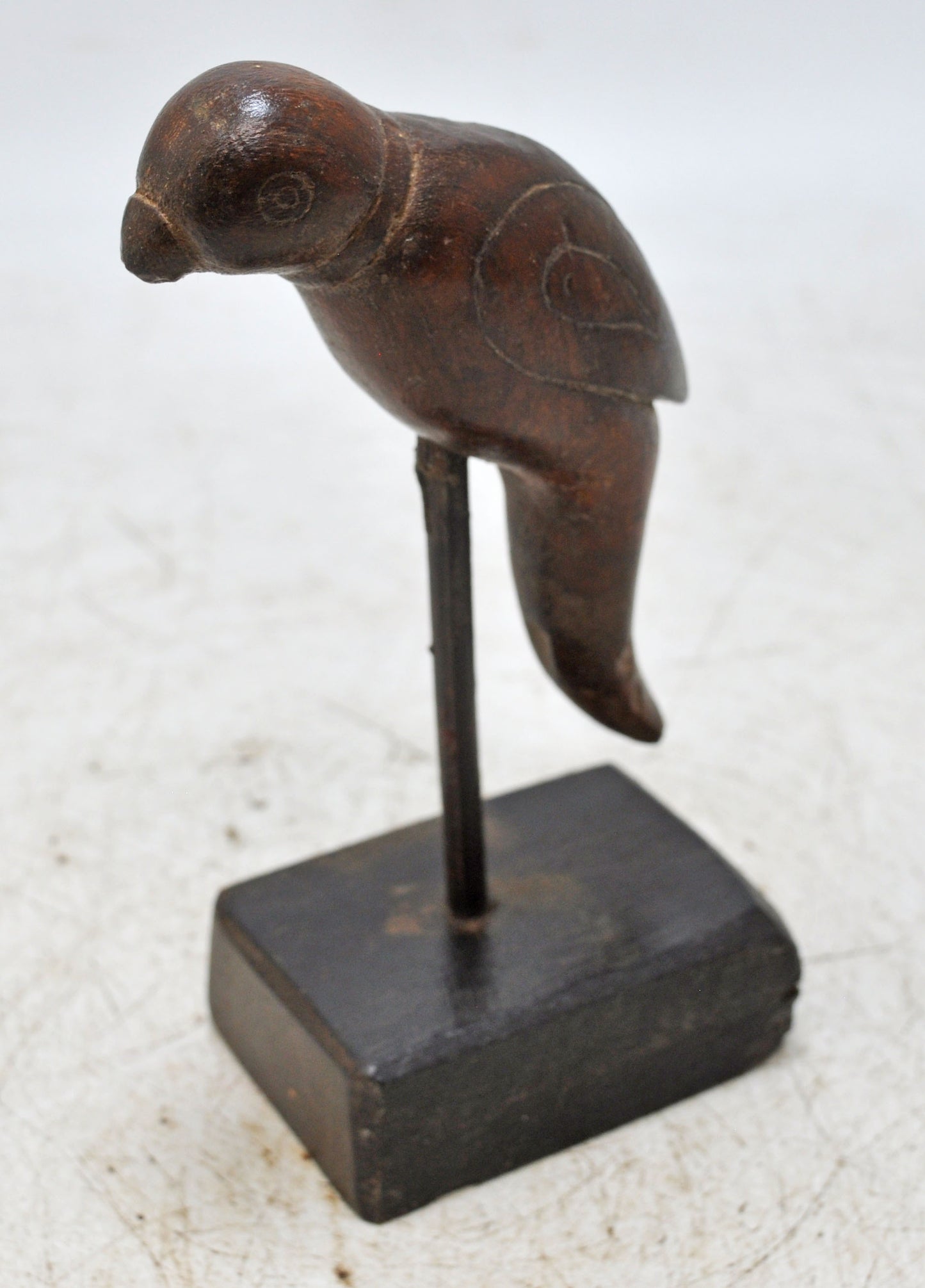Vintage Wooden Parrot Bird Figurine Original Old Hand Carved