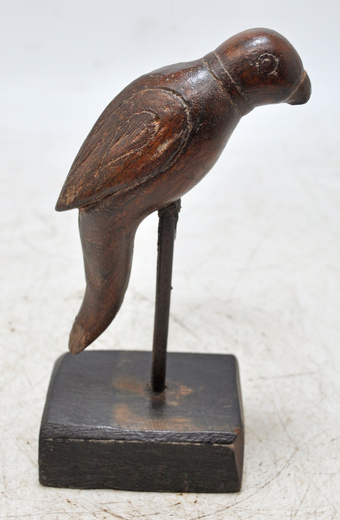Vintage Wooden Parrot Bird Figurine Original Old Hand Carved