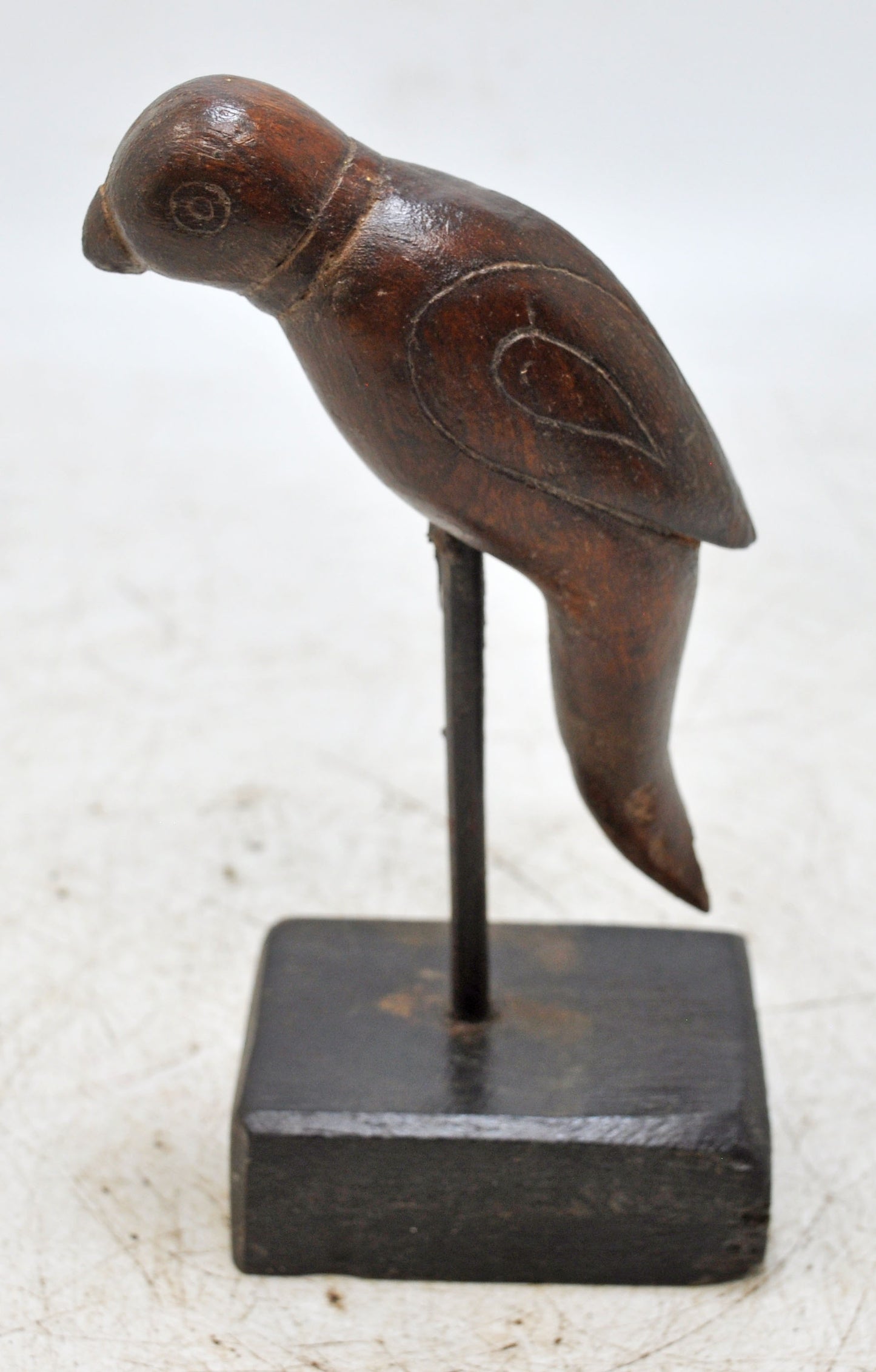 Vintage Wooden Parrot Bird Figurine Original Old Hand Carved