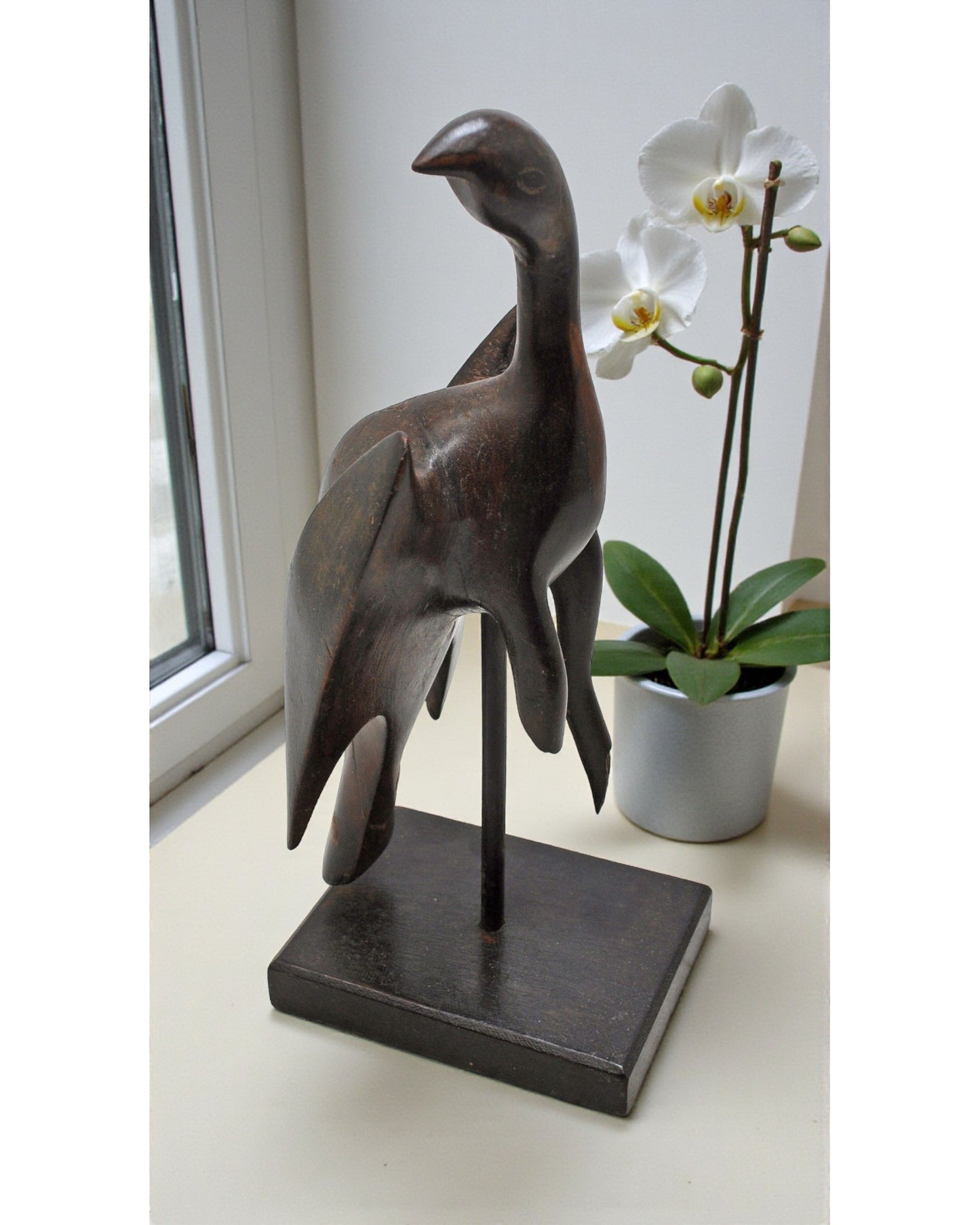 Vintage Wooden Bird Figurine Original Old Fine Hand Carved