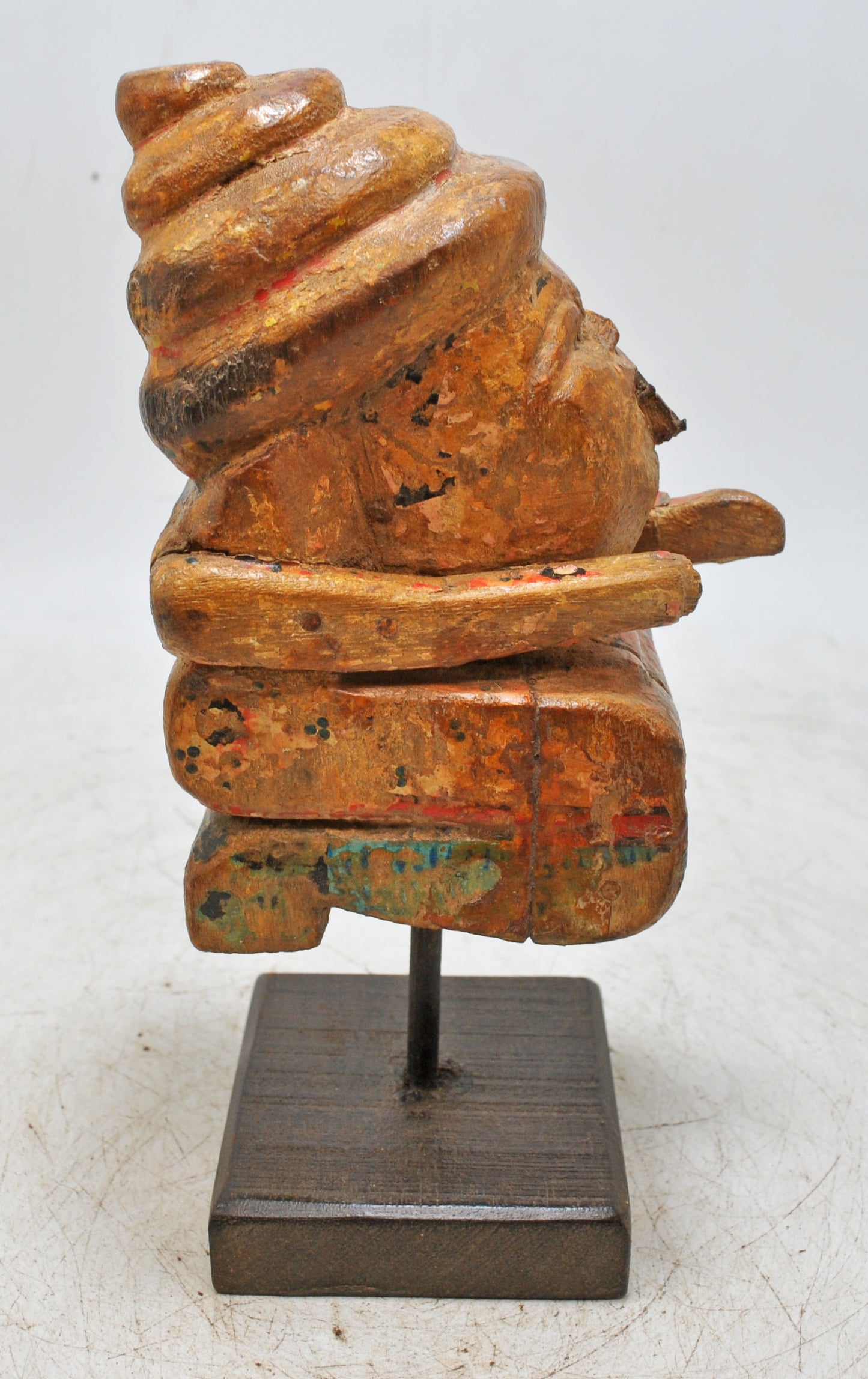 Vintage Wooden Musician Man Figurine Original Old Hand Carved