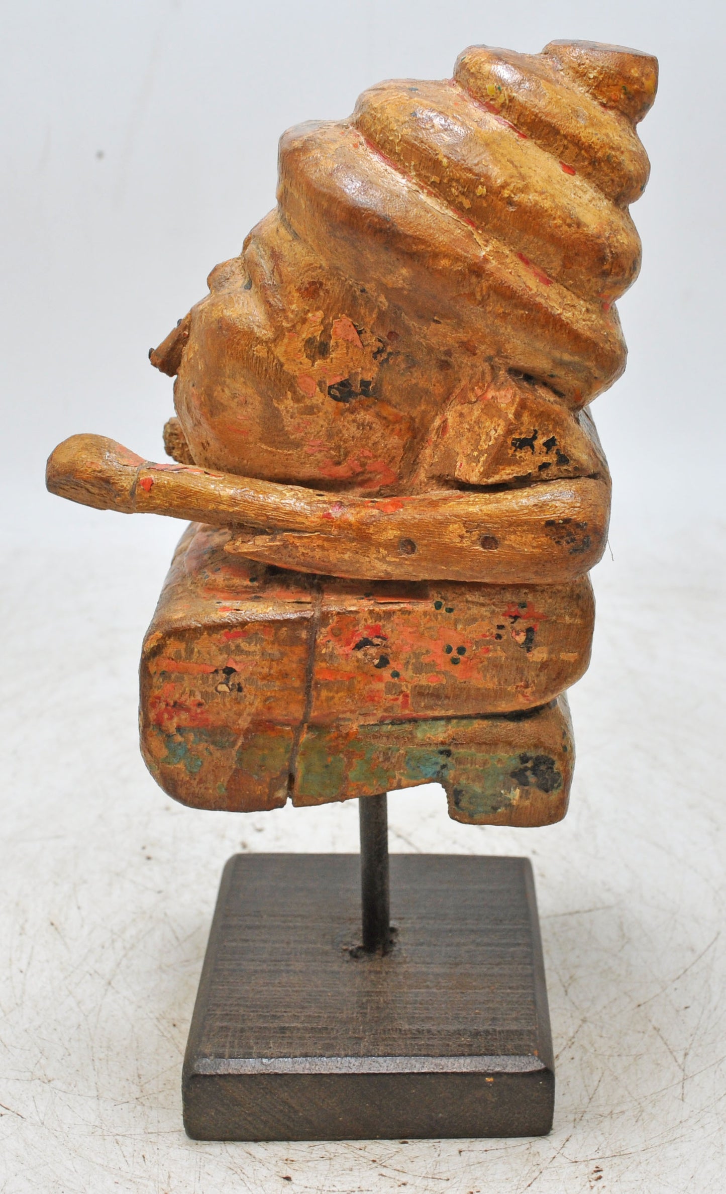 Vintage Wooden Musician Man Figurine Original Old Hand Carved