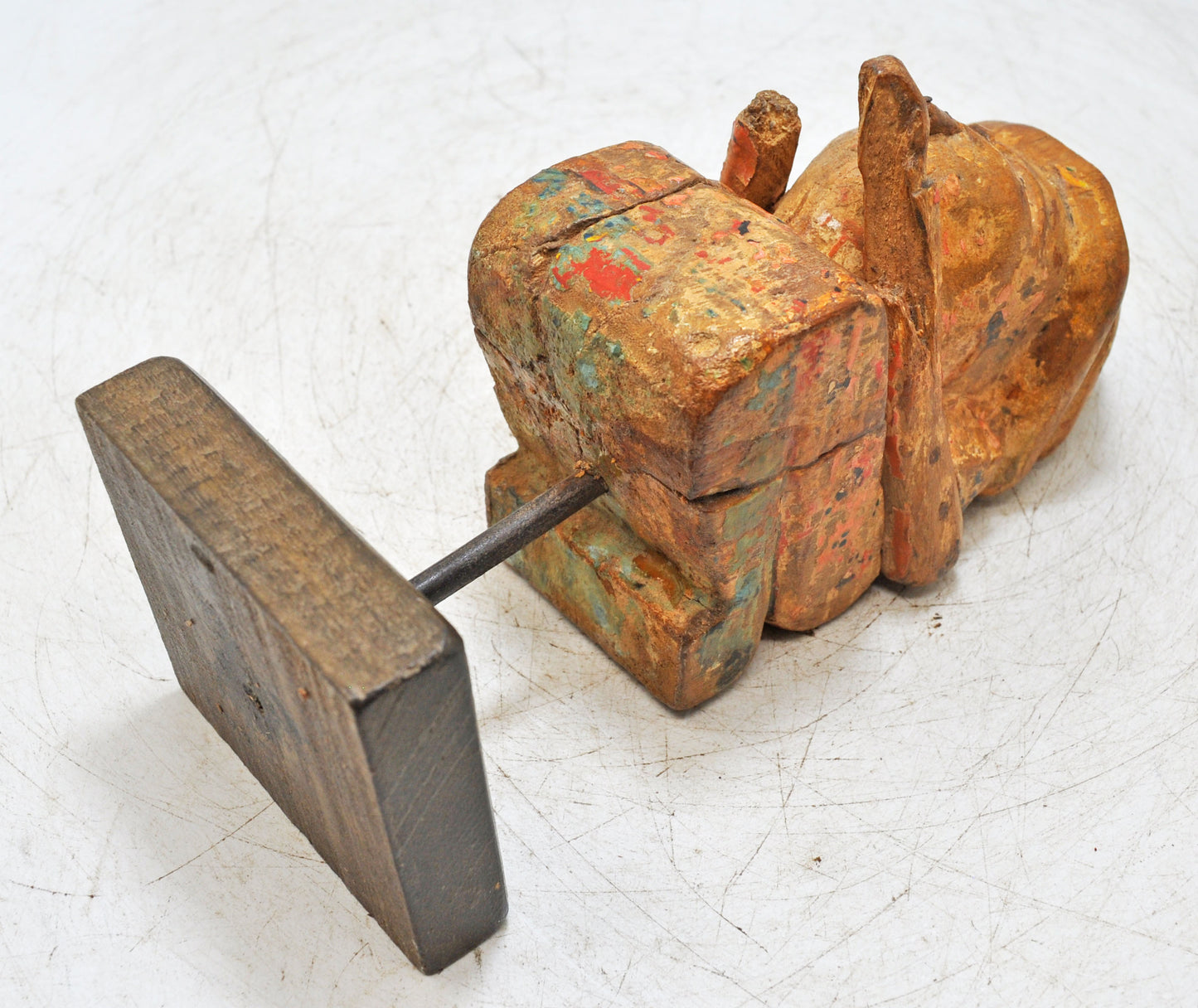 Vintage Wooden Musician Man Figurine Original Old Hand Carved