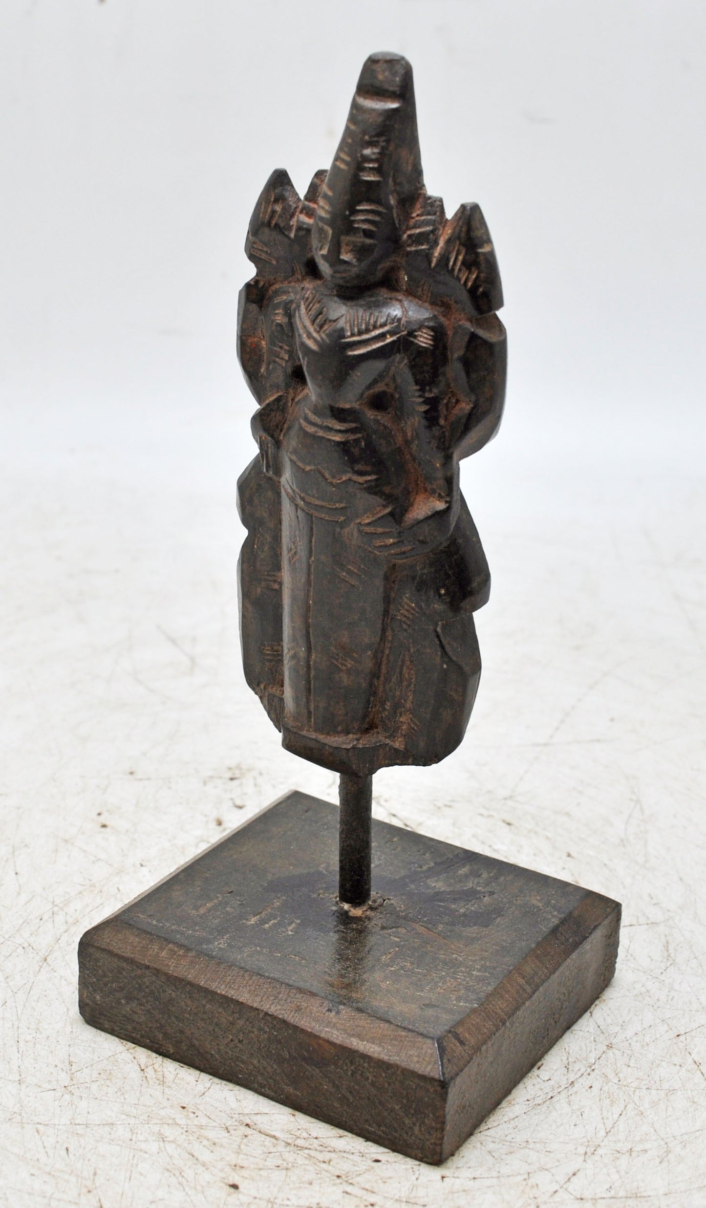 Antique Wooden Goddess Gangaur Idol Figurine Original Old Hand Carved