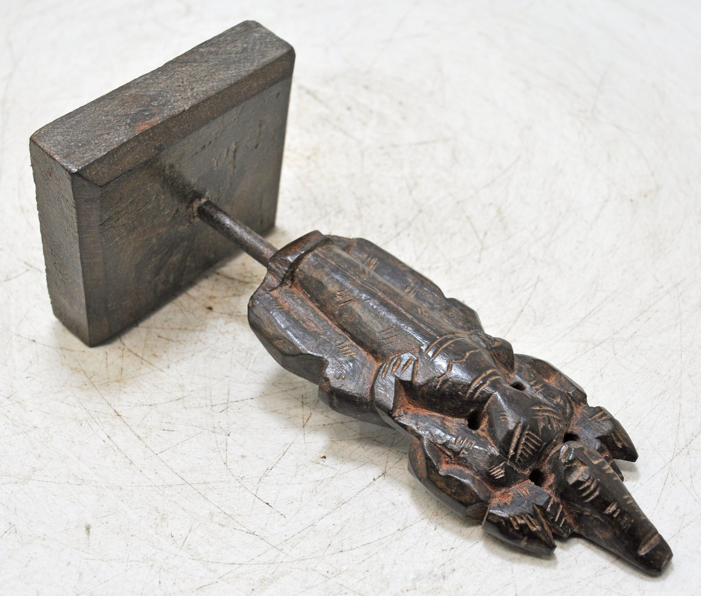 Antique Wooden Goddess Gangaur Idol Figurine Original Old Hand Carved