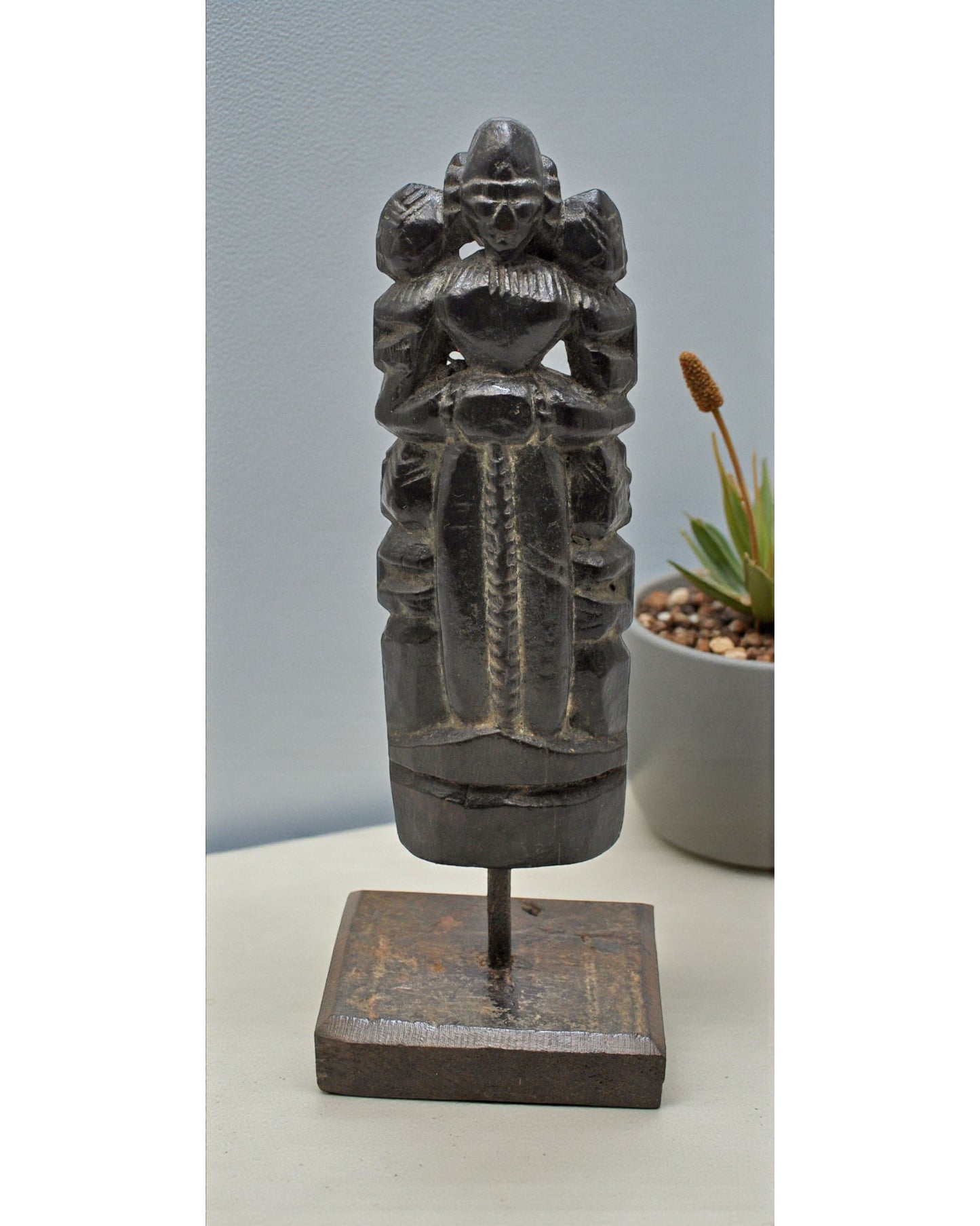 Antique Wooden Goddess Gangaur Idol Figurine Original Old Hand Carved