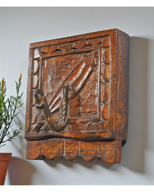 Vintage Wooden 1 Hook Hanger Original Old Hand Crafted