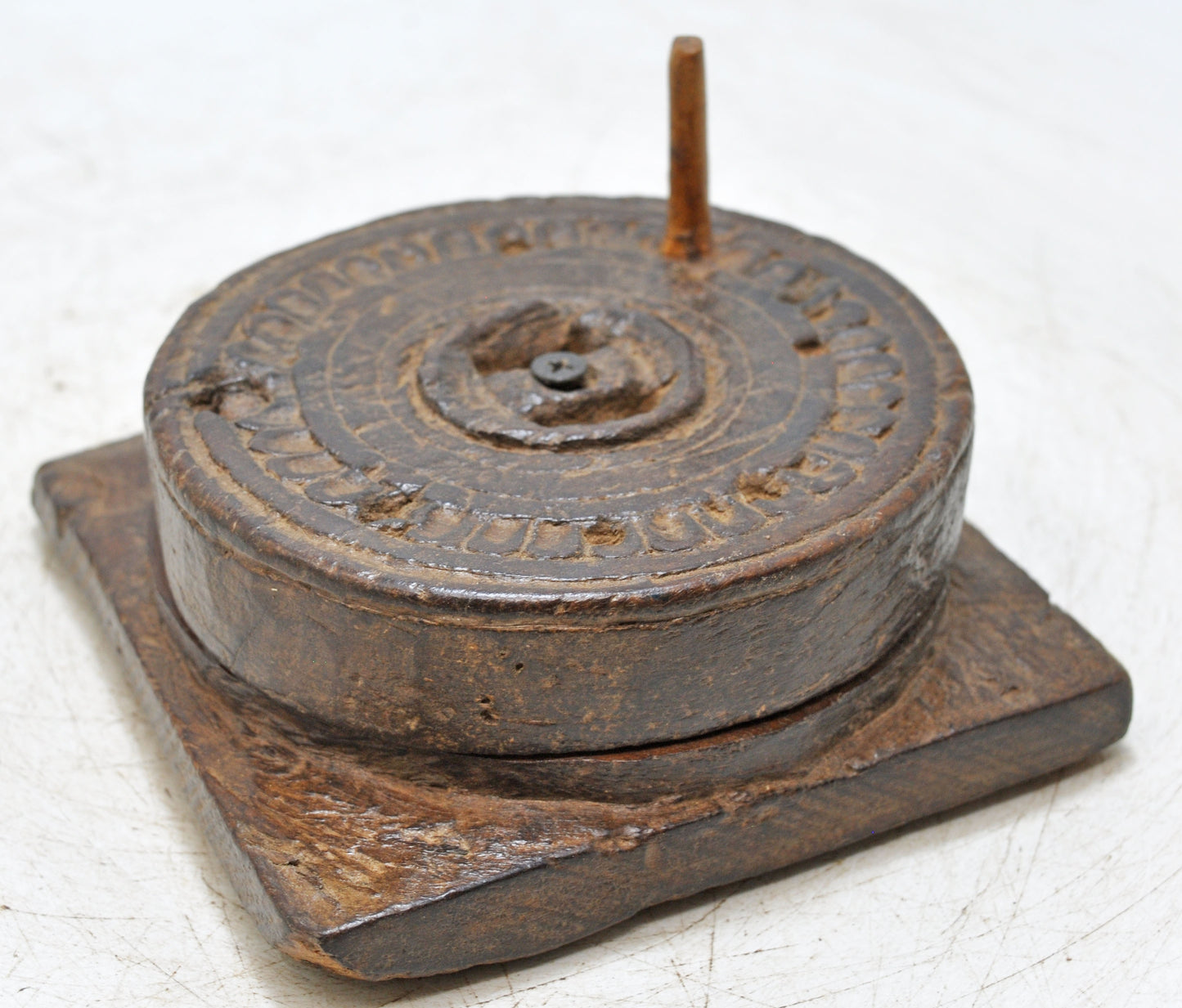 Antique Wooden Grain Grinder Toy Original Old Hand Carved