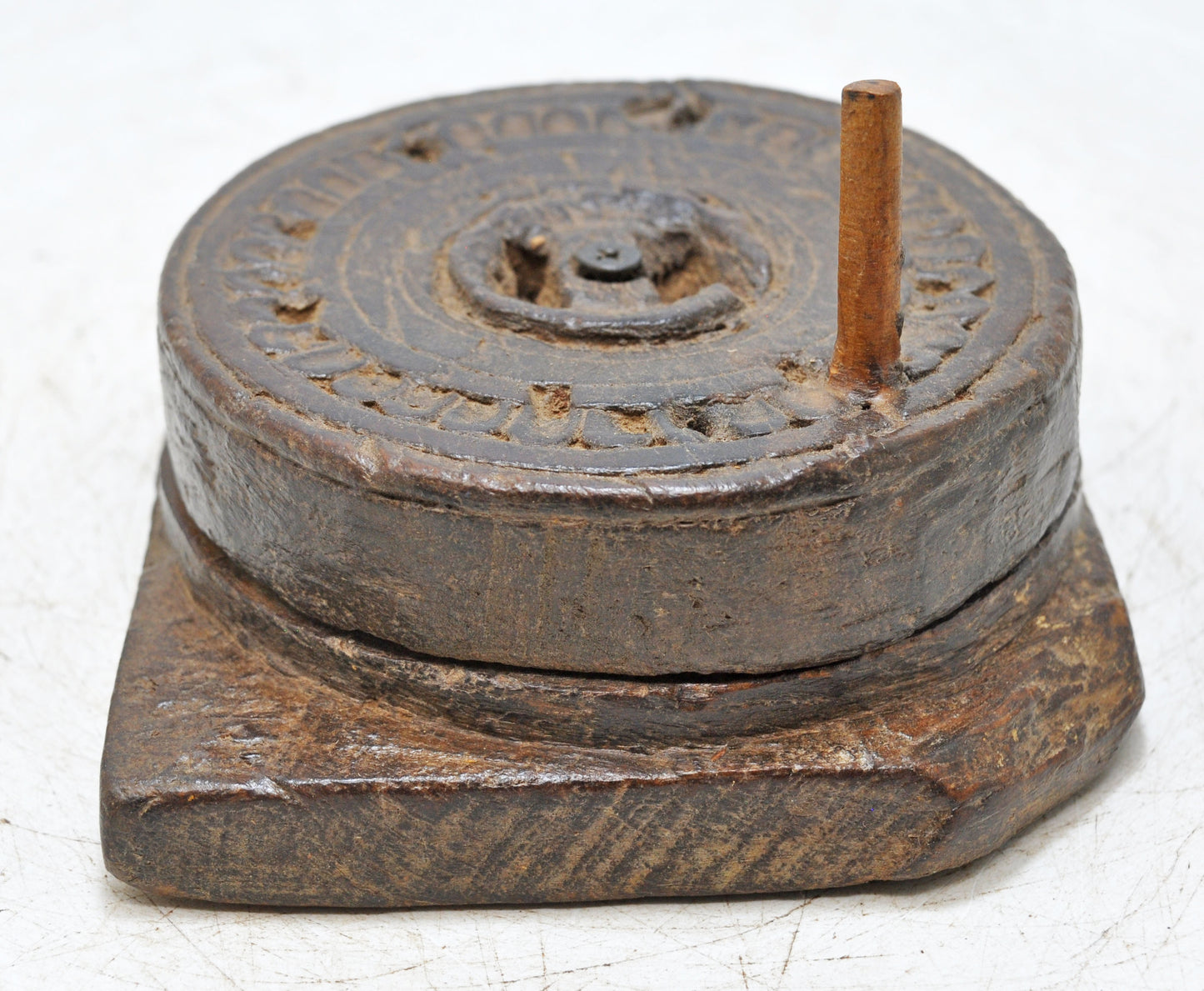 Antique Wooden Grain Grinder Toy Original Old Hand Carved