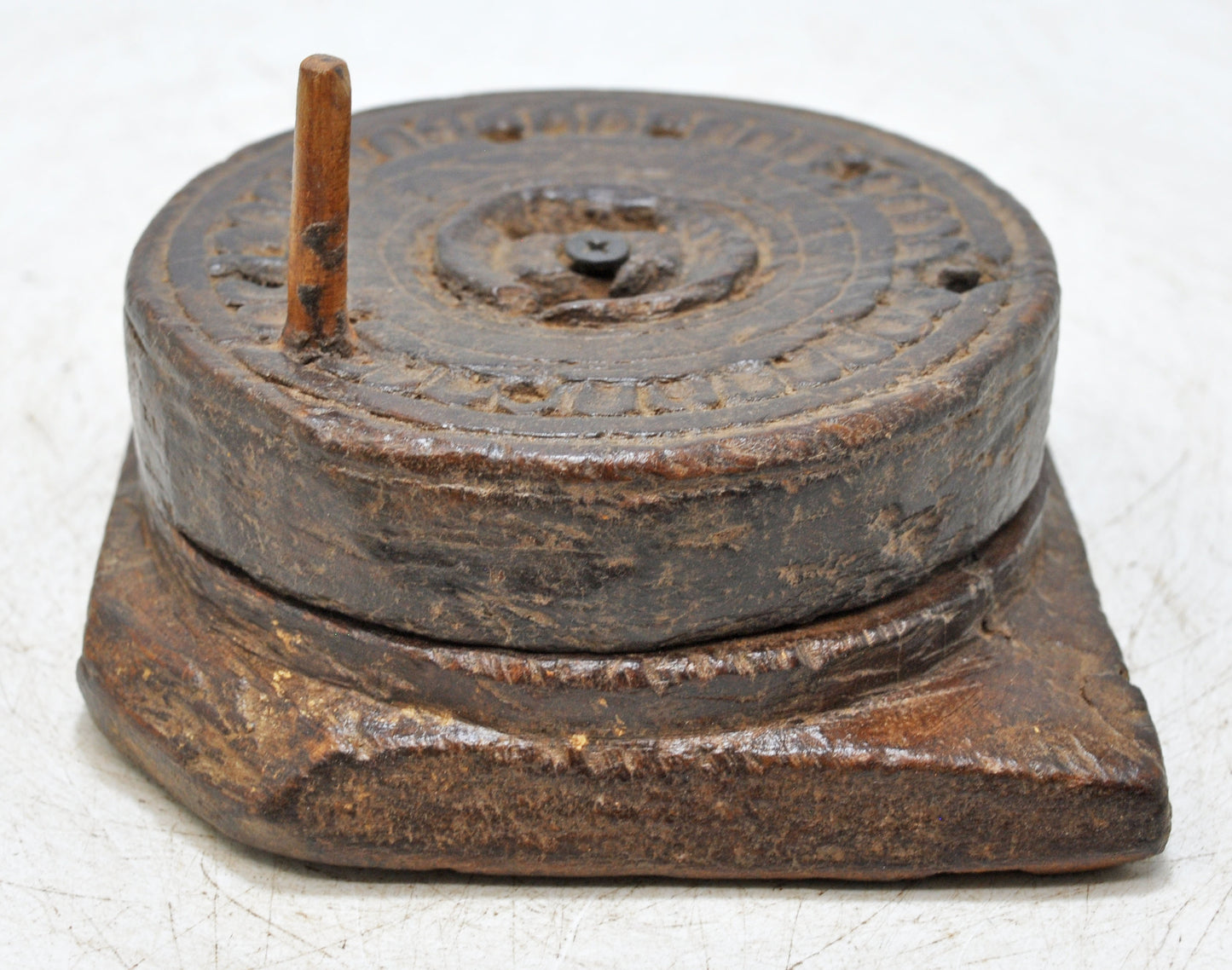 Antique Wooden Grain Grinder Toy Original Old Hand Carved