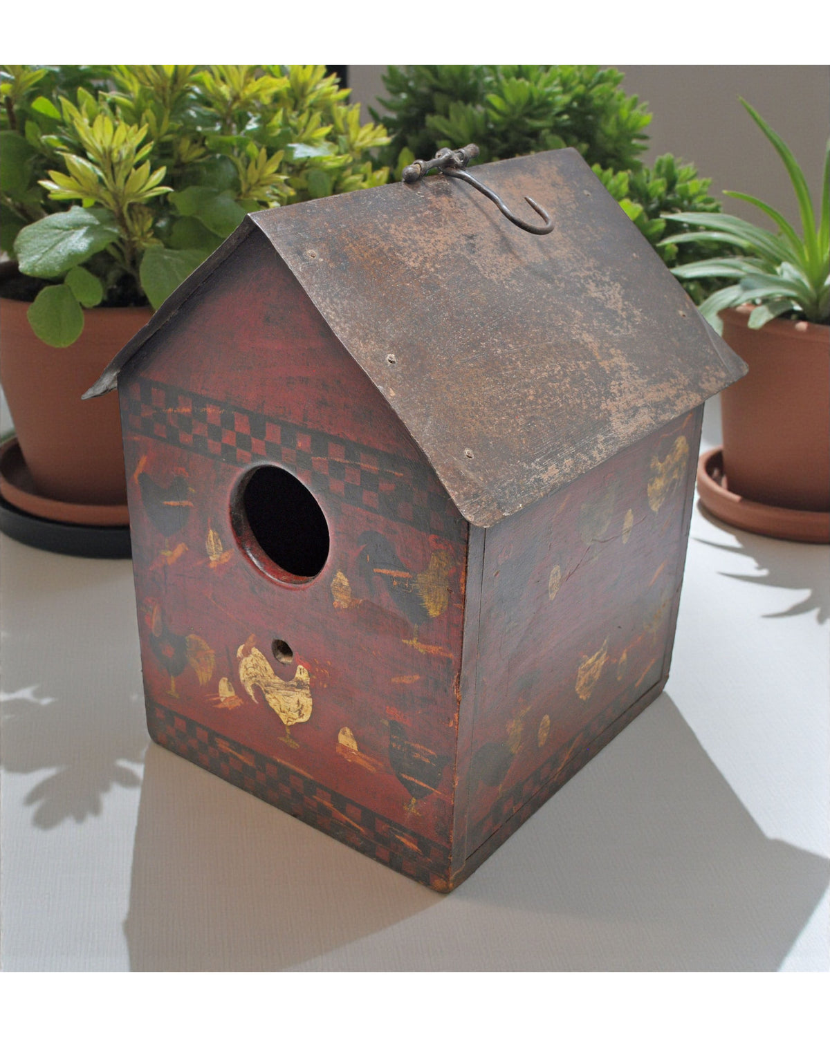 Vintage Wooden Bird Hourse Original Old Hand Crafted Painted