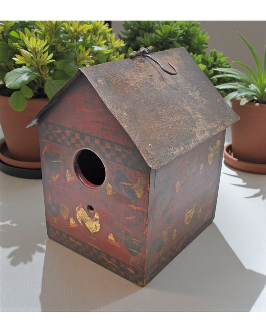 Vintage Wooden Bird Hourse Original Old Hand Crafted Painted