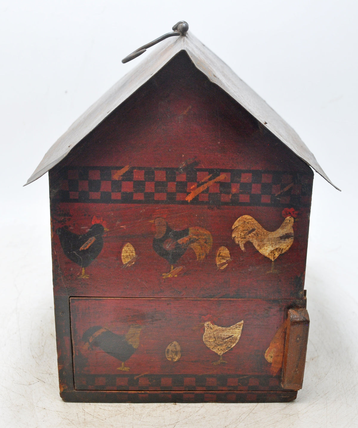 Vintage Wooden Bird Hourse Original Old Hand Crafted Painted