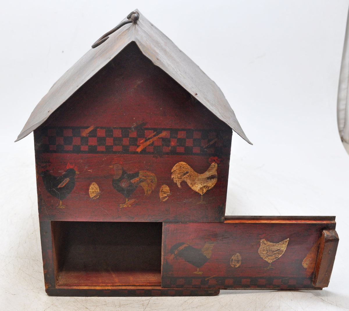 Vintage Wooden Bird Hourse Original Old Hand Crafted Painted