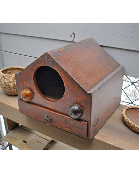Vintage Wooden Voting Box Original Old Hand Crafted