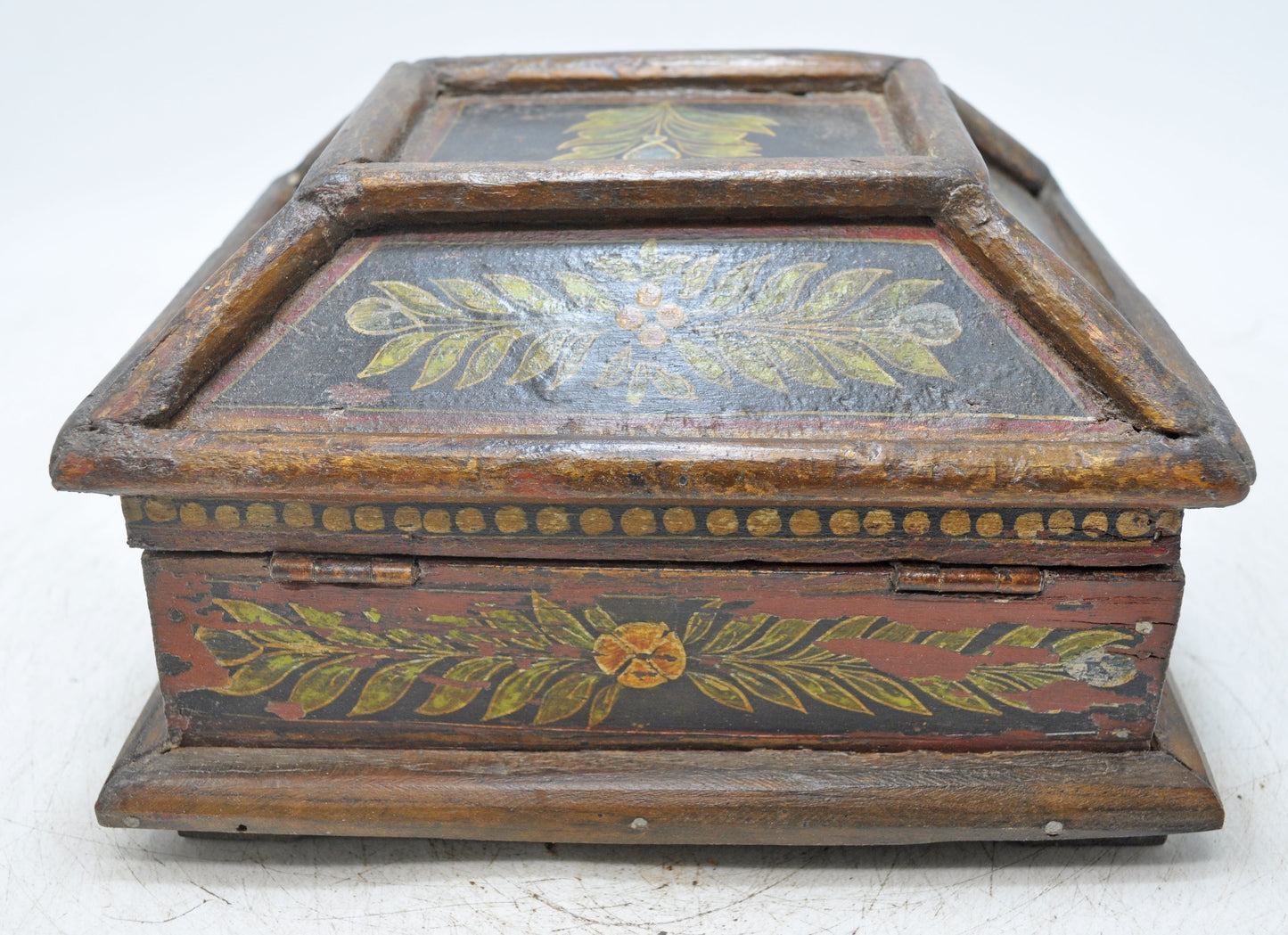 Vintage Wooden Dome Shaped Storage Box Original Old Hand Crafted Fine Painted