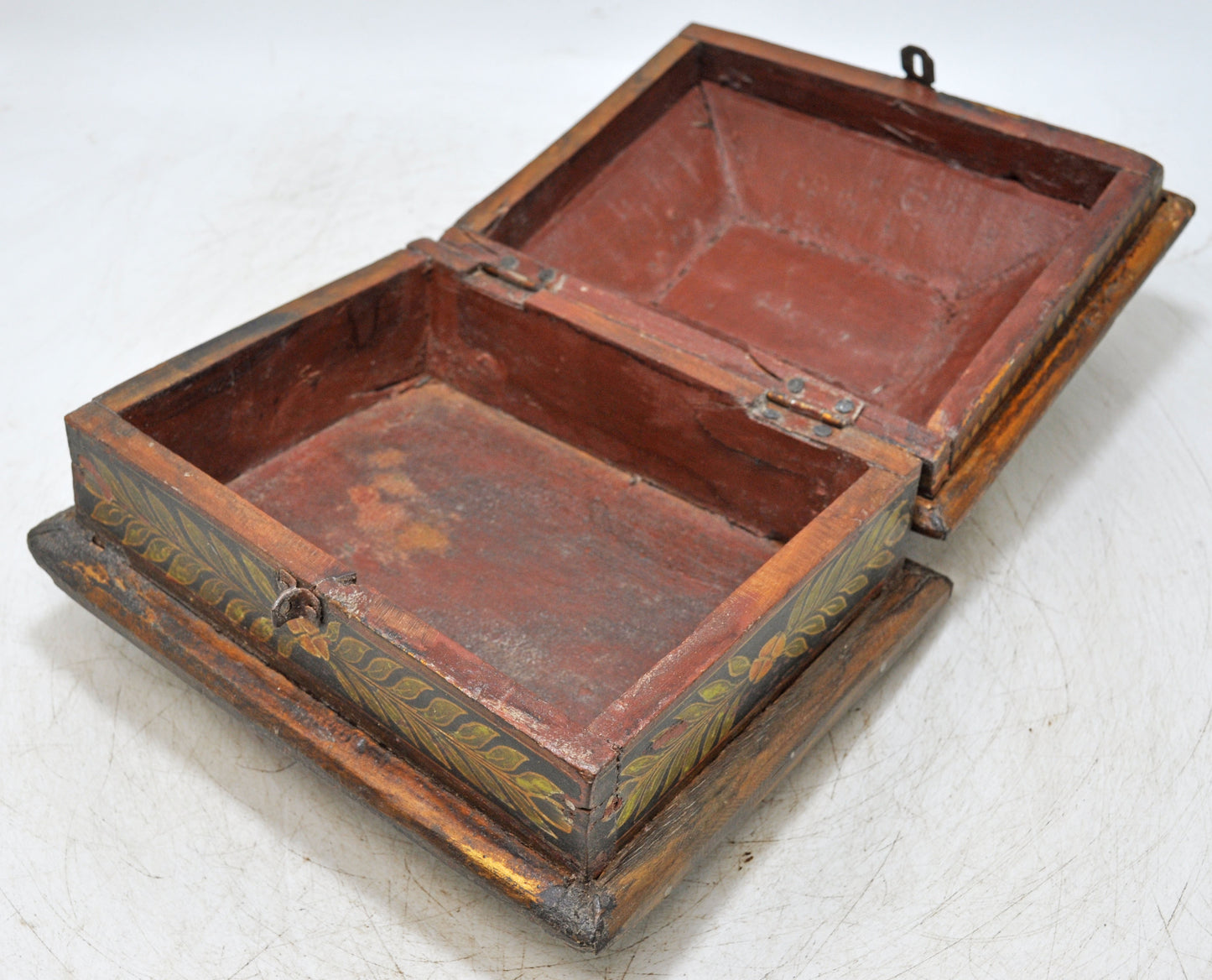 Vintage Wooden Dome Shaped Storage Box Original Old Hand Crafted Fine Painted