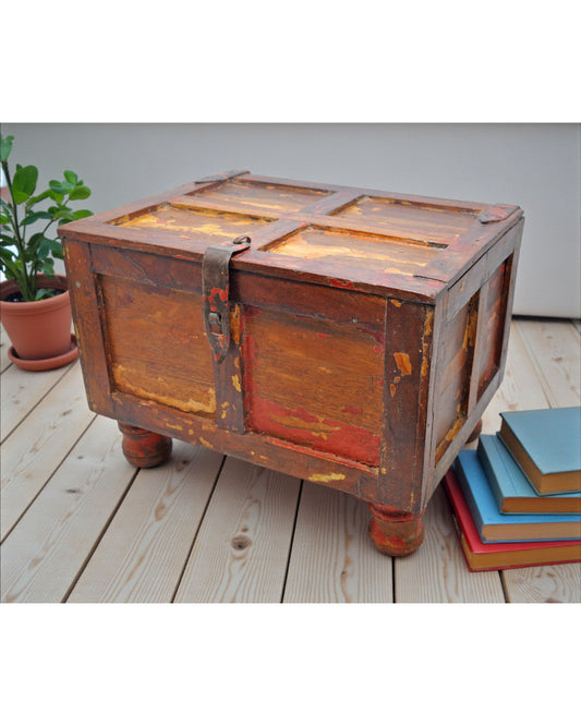 Vintage Wooden Storage Chest Box Original Old Hand Crafted Painted