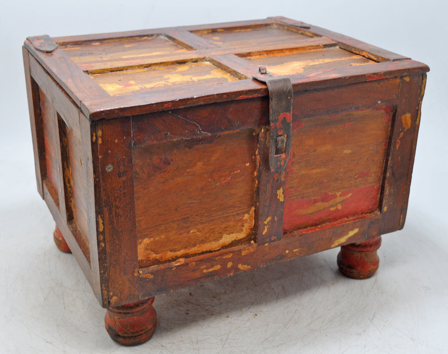 Vintage Wooden Storage Chest Box Original Old Hand Crafted Painted