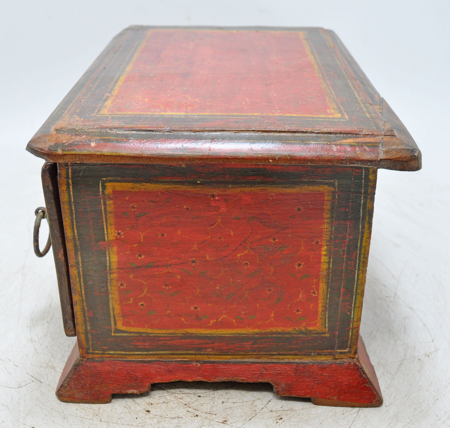 Vintage Wooden 2 Drawers Storage Box Original Old Hand Crafted Painted