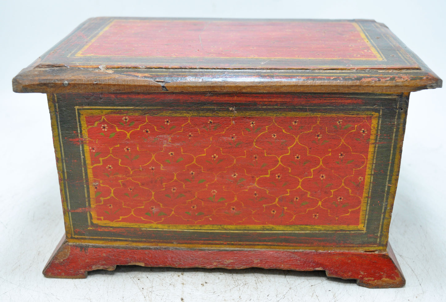 Vintage Wooden 2 Drawers Storage Box Original Old Hand Crafted Painted