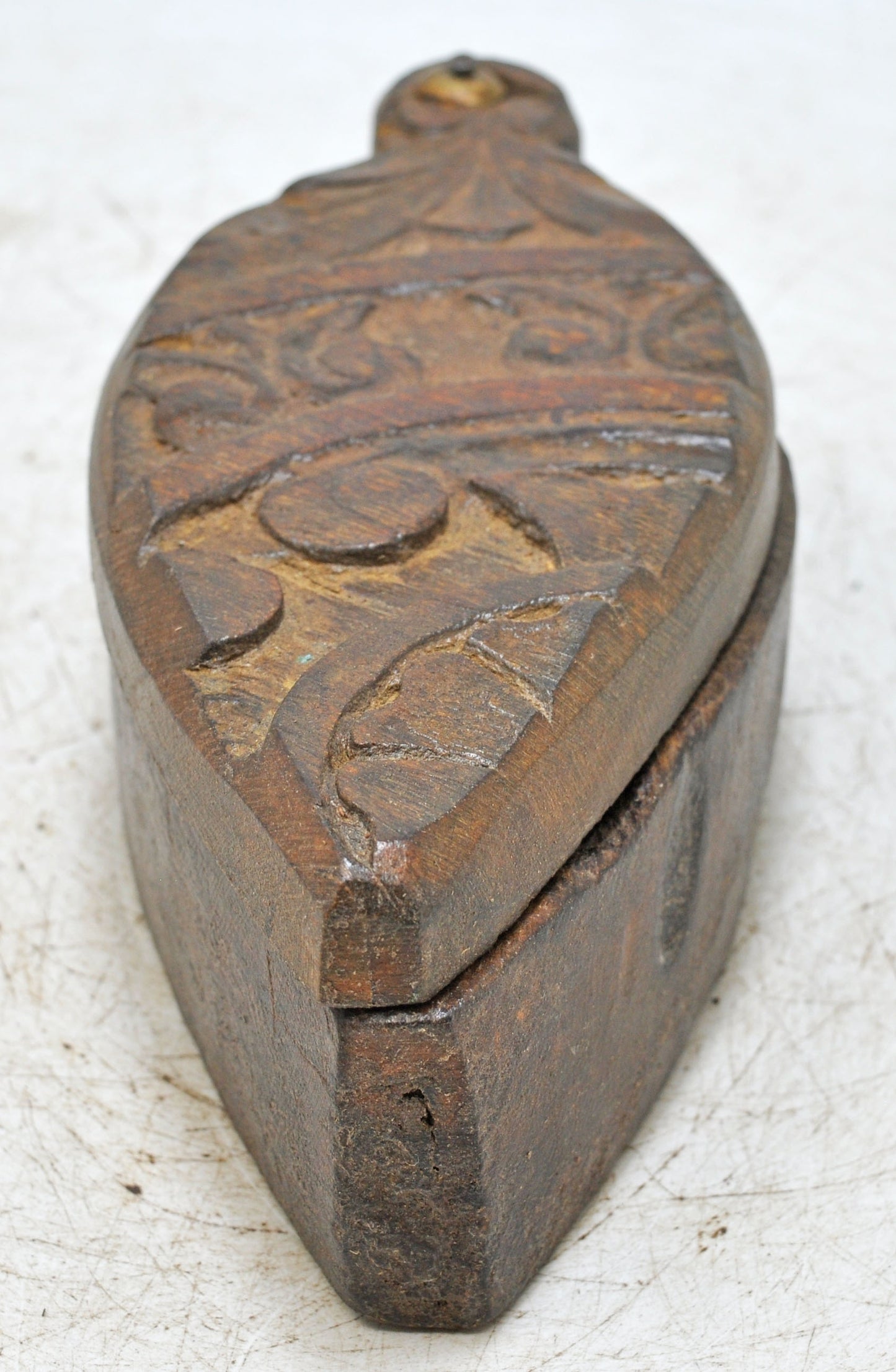 Antique Wooden Kitchenware Spice Box Original Old Hand Carved