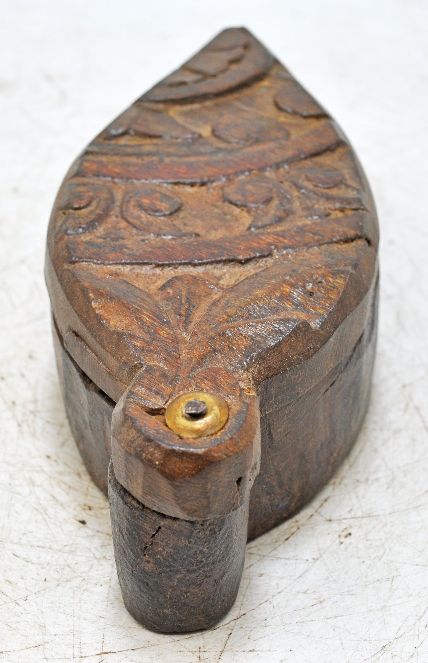 Antique Wooden Kitchenware Spice Box Original Old Hand Carved