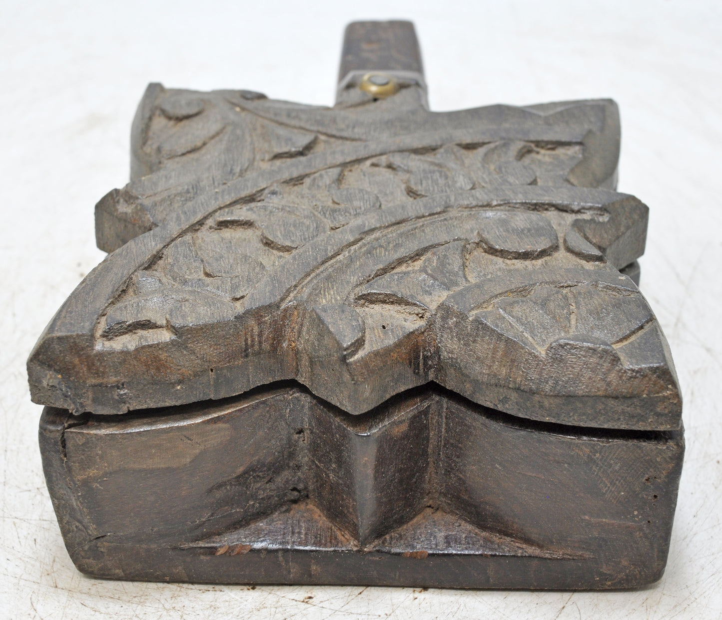Antique Wooden Kitchenware Spice Box Original Old Hand Carved