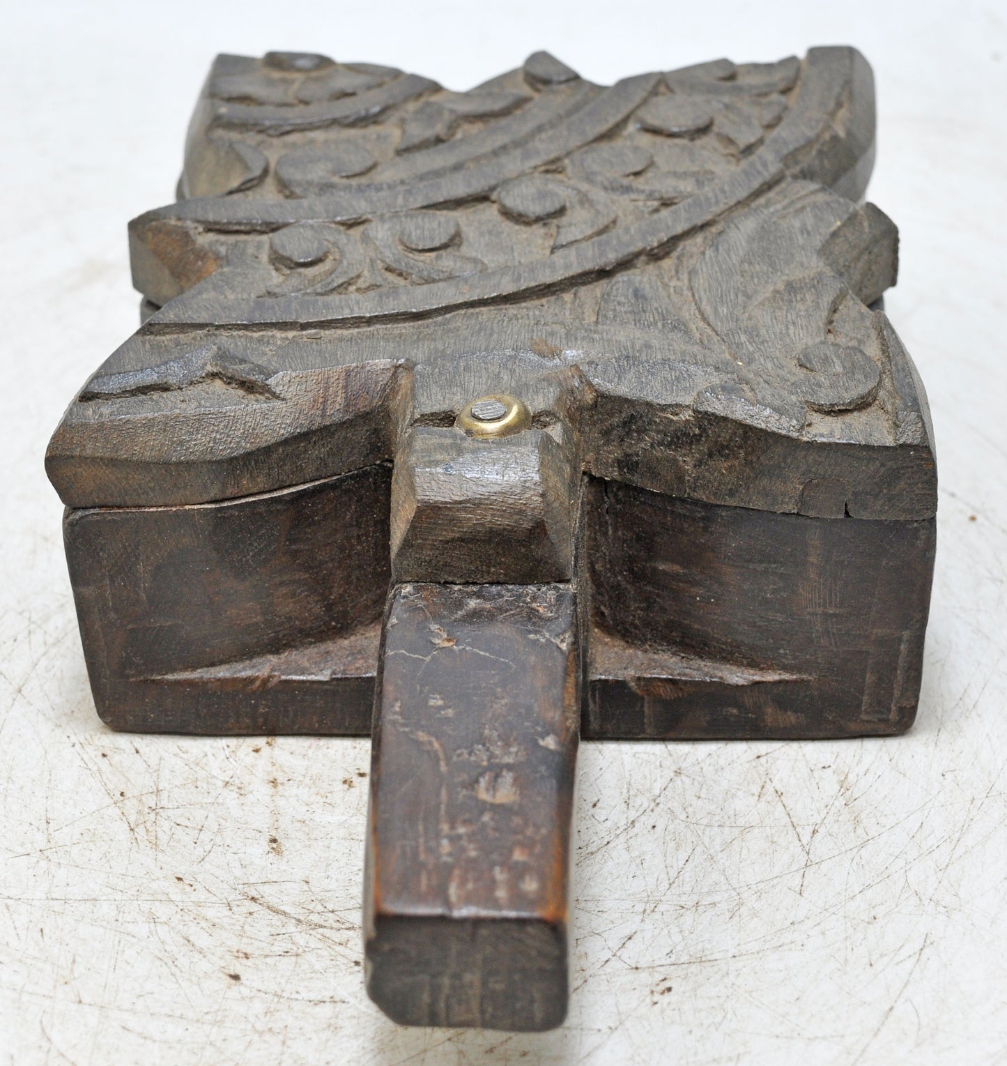 Antique Wooden Kitchenware Spice Box Original Old Hand Carved