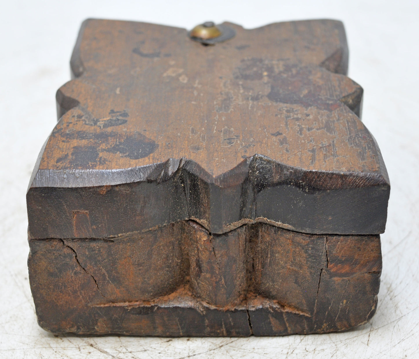 Antique Wooden Kitchenware Spice Box Original Old Hand Carved