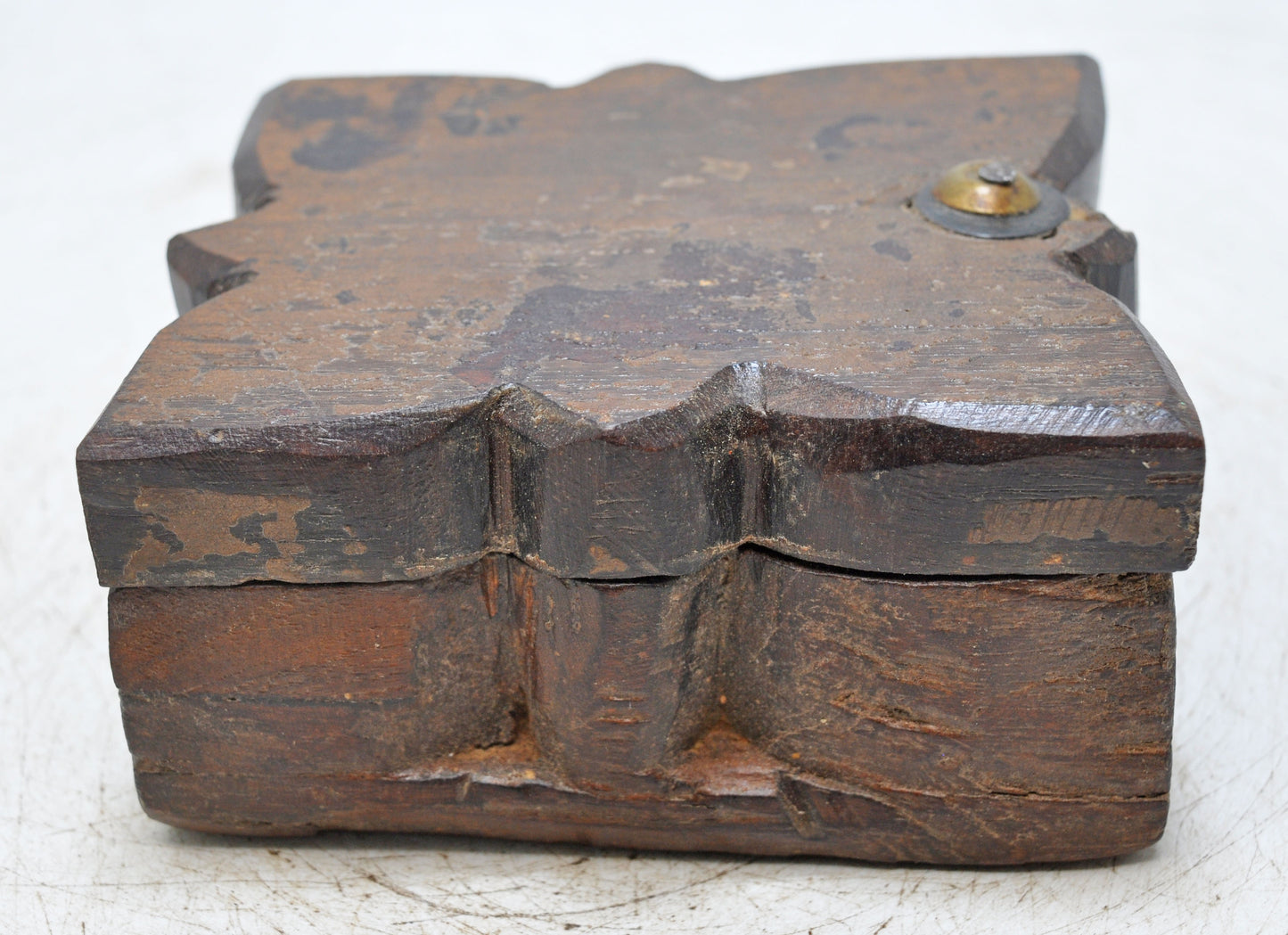 Antique Wooden Kitchenware Spice Box Original Old Hand Carved