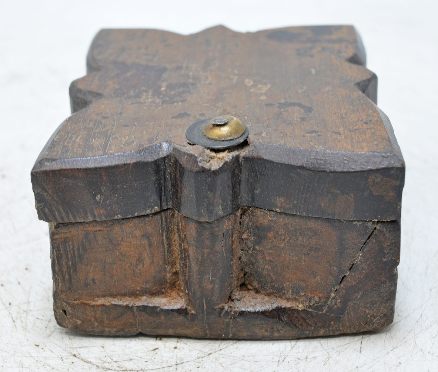 Antique Wooden Kitchenware Spice Box Original Old Hand Carved