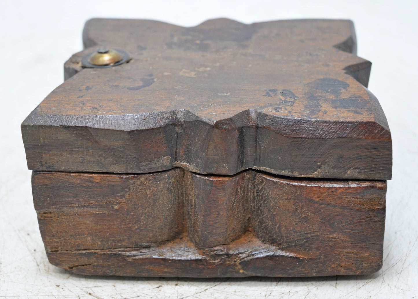 Antique Wooden Kitchenware Spice Box Original Old Hand Carved