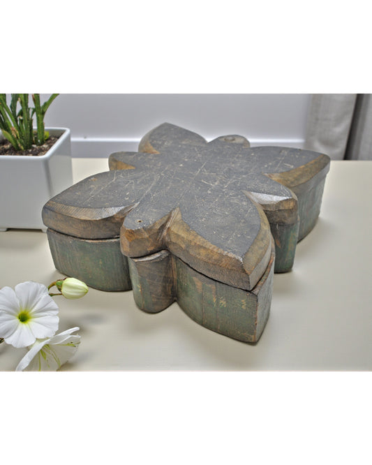 Antique Wooden Kitchenware Spice Box Original Old Hand Carved