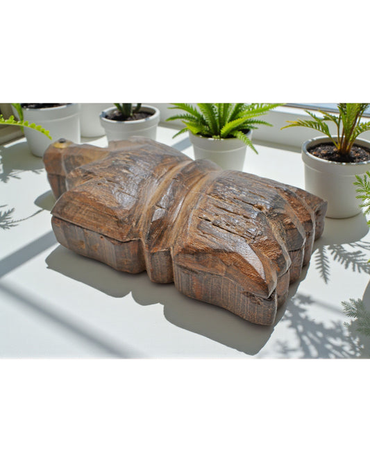 Antique Wooden Kitchenware Spice Box Original Old Hand Carved