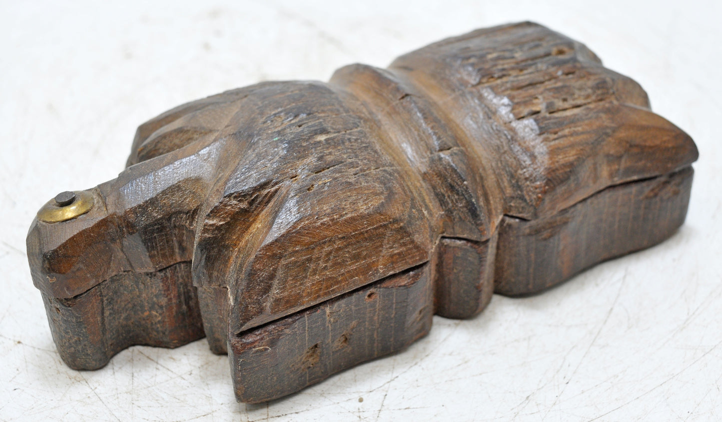 Antique Wooden Kitchenware Spice Box Original Old Hand Carved