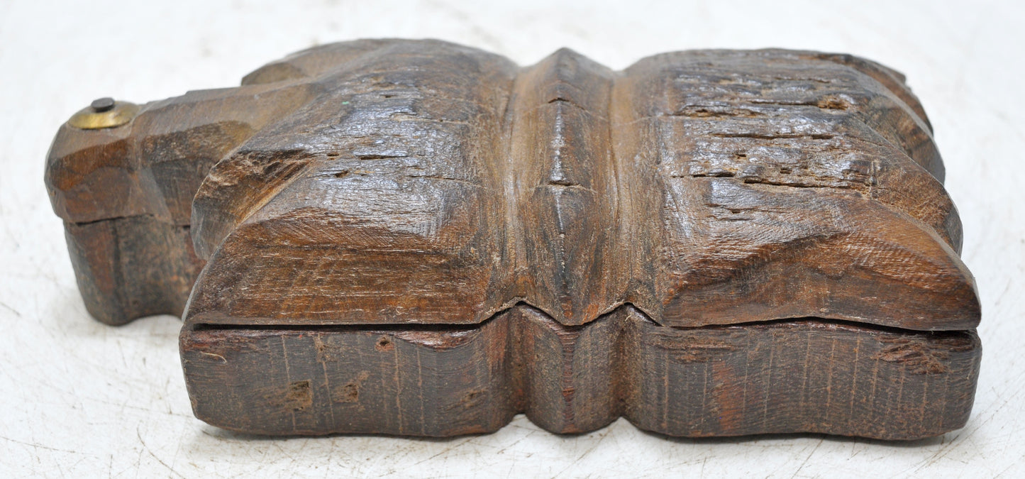 Antique Wooden Kitchenware Spice Box Original Old Hand Carved