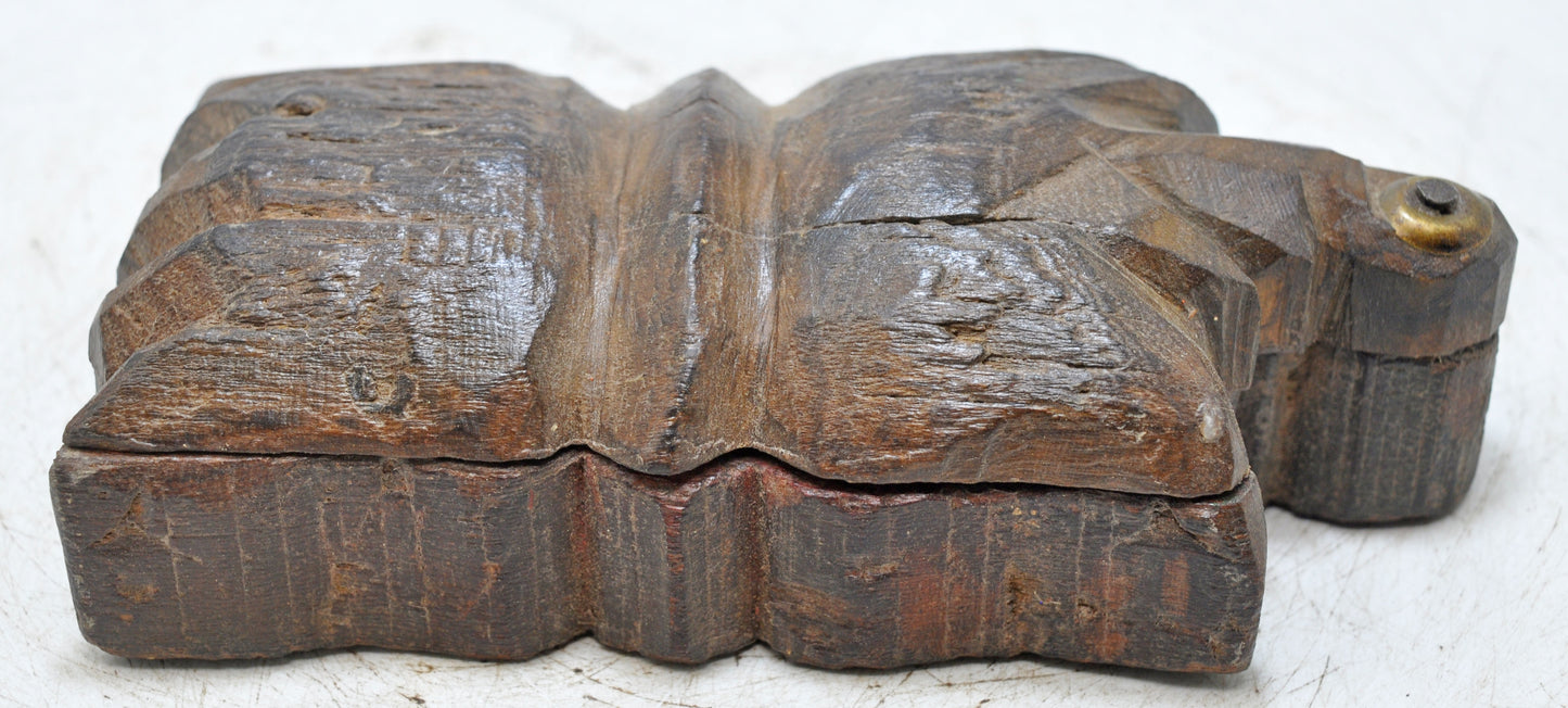 Antique Wooden Kitchenware Spice Box Original Old Hand Carved