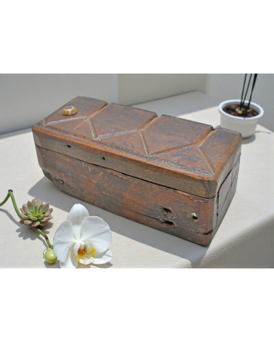 Antique Wooden Kitchenware Spice Box Original Old Hand Carved