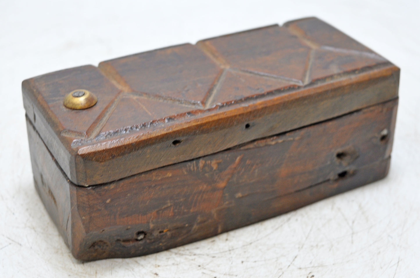 Antique Wooden Kitchenware Spice Box Original Old Hand Carved