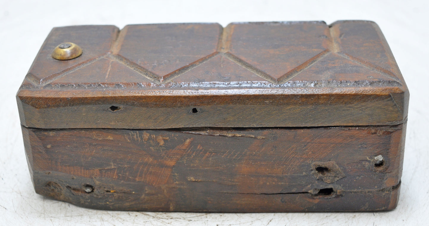 Antique Wooden Kitchenware Spice Box Original Old Hand Carved