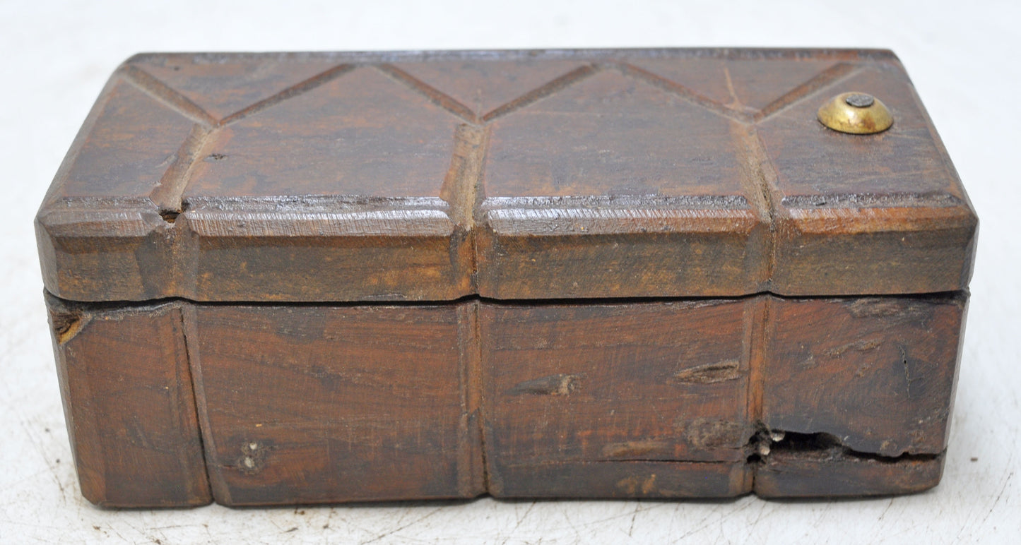 Antique Wooden Kitchenware Spice Box Original Old Hand Carved